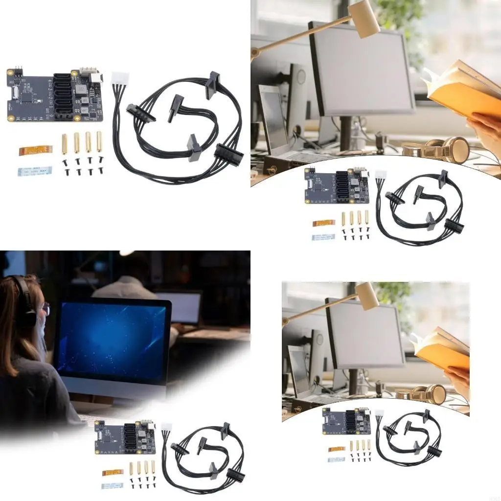 

900F X1009 5 Port PCIE to SATA3.0 Expansion Board For RPI 5 5B For High Capacity