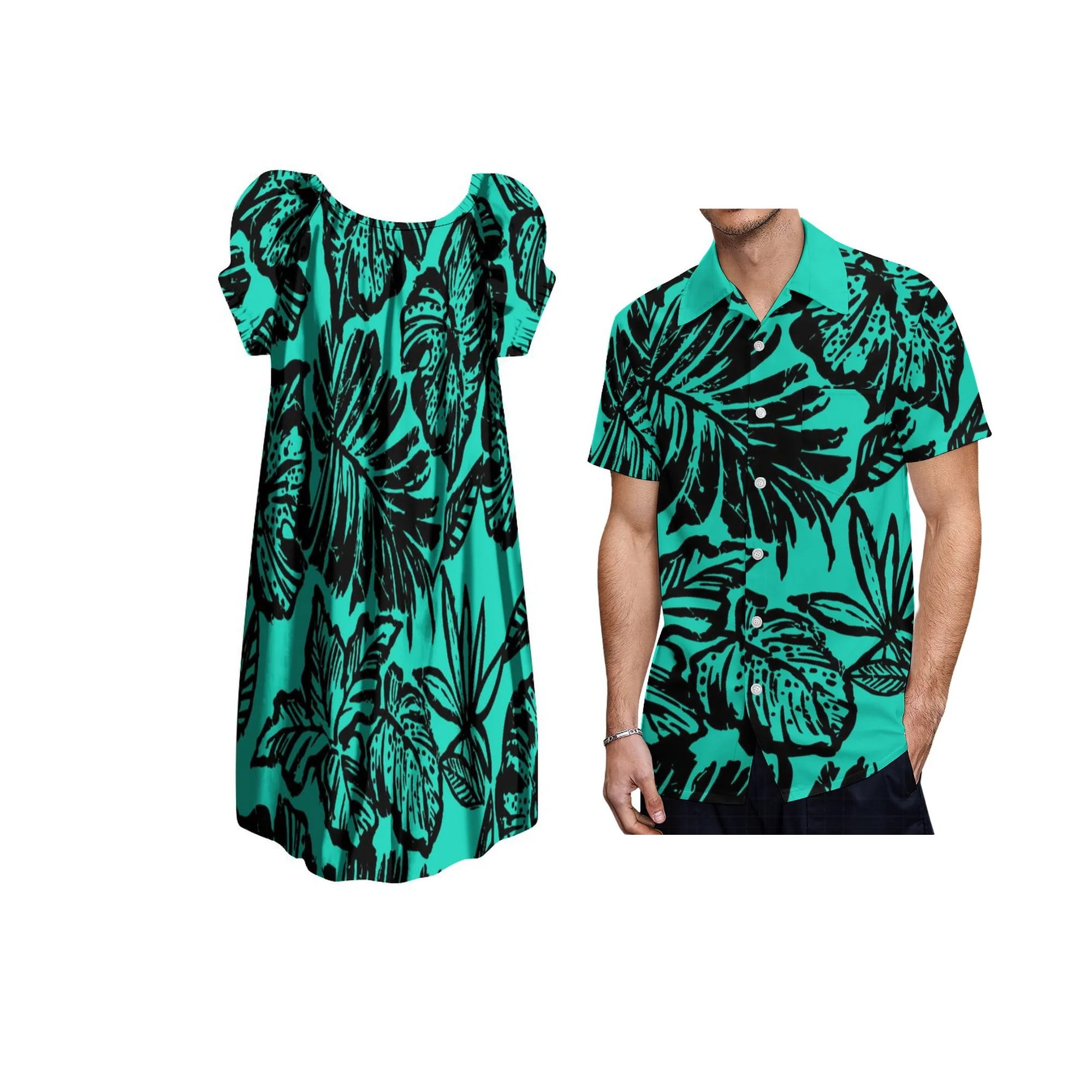 New Design Customize Polynesian Style Women Dress Micronesian Puffy Sleeve Loose Casual Plus Size Women Dress