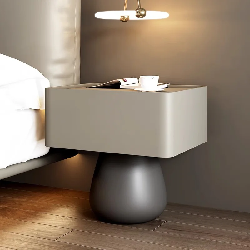AOLIVIYA Bedroom Bedside Table Nightstand Sofa Side Storage Cabinet Italian Drawer Shelf Luxury Modern Minimalist Cream