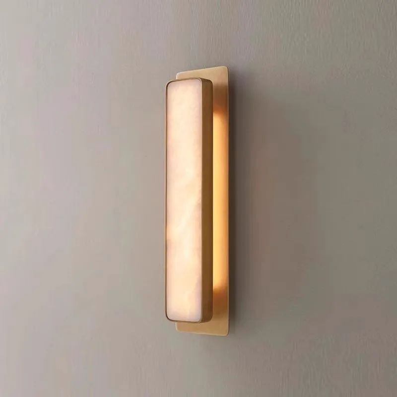 Natural Marble Wall Lamp All Copper light Luxury Living Room Decor Lighting Bedroom Bedside Aisle Corridor Staircase Wall Sconce