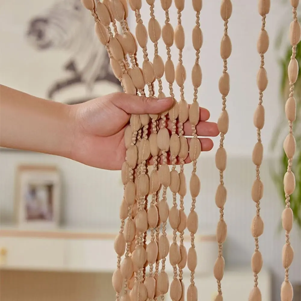 Retro Door Curtain Beaded String Curtain Tassel Solid Color Beaded Door Curtain 1*2M Tassel Window Curtain Home Decor