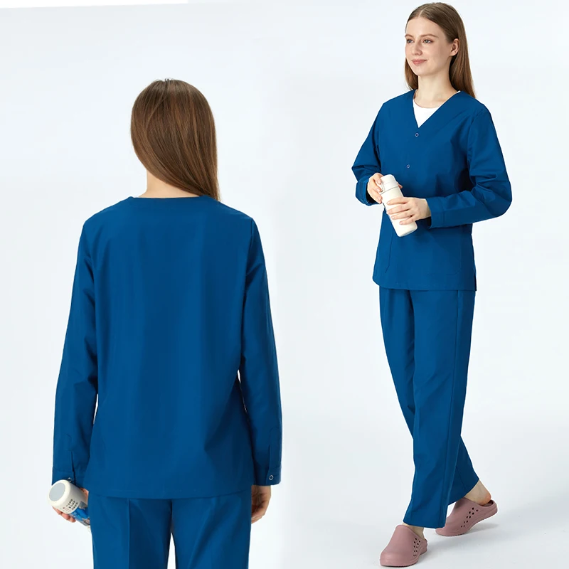 Costumes d'infirmière à manches longues, ensemble de gommage pour femmes, uniforme médical, vêtements de travail, Assistant dentaire vétérinaire, tenue de travail pour médecin 206