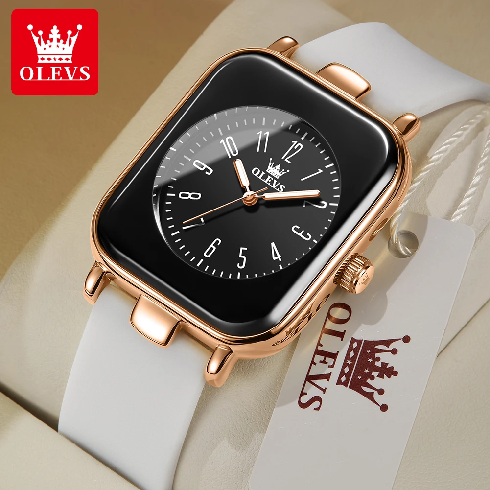 OLEVS Women\'s Watches Simple Elegant Quartz Wristwatch Original Waterproof Silicone Strap Luminous Hands Trend Fashion Style