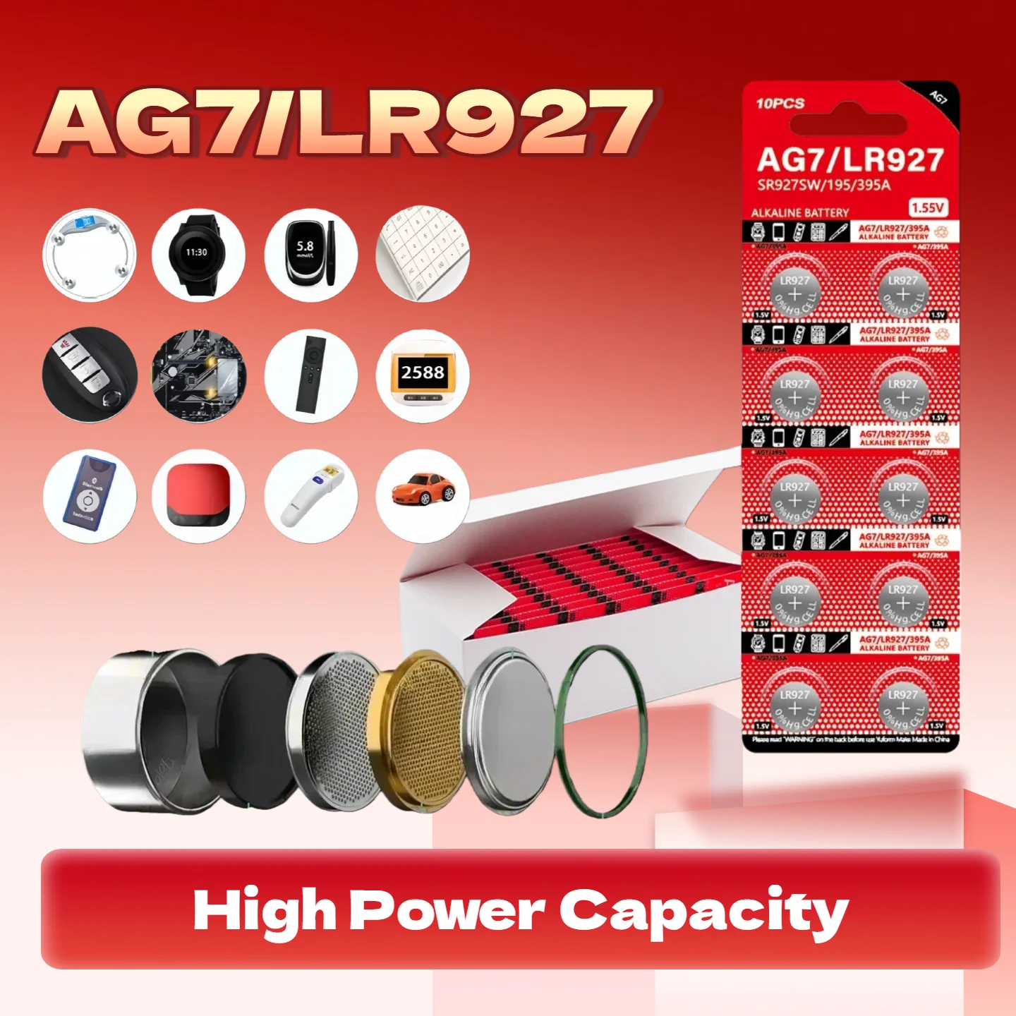 AG7 بطارية قلوية عالية السعة SR927W 1.5 فولت بطارية خلية زر LR927 LR57 399 GR927 G7 للساعات ألعاب الكاميرات عن بعد - حزمة مع