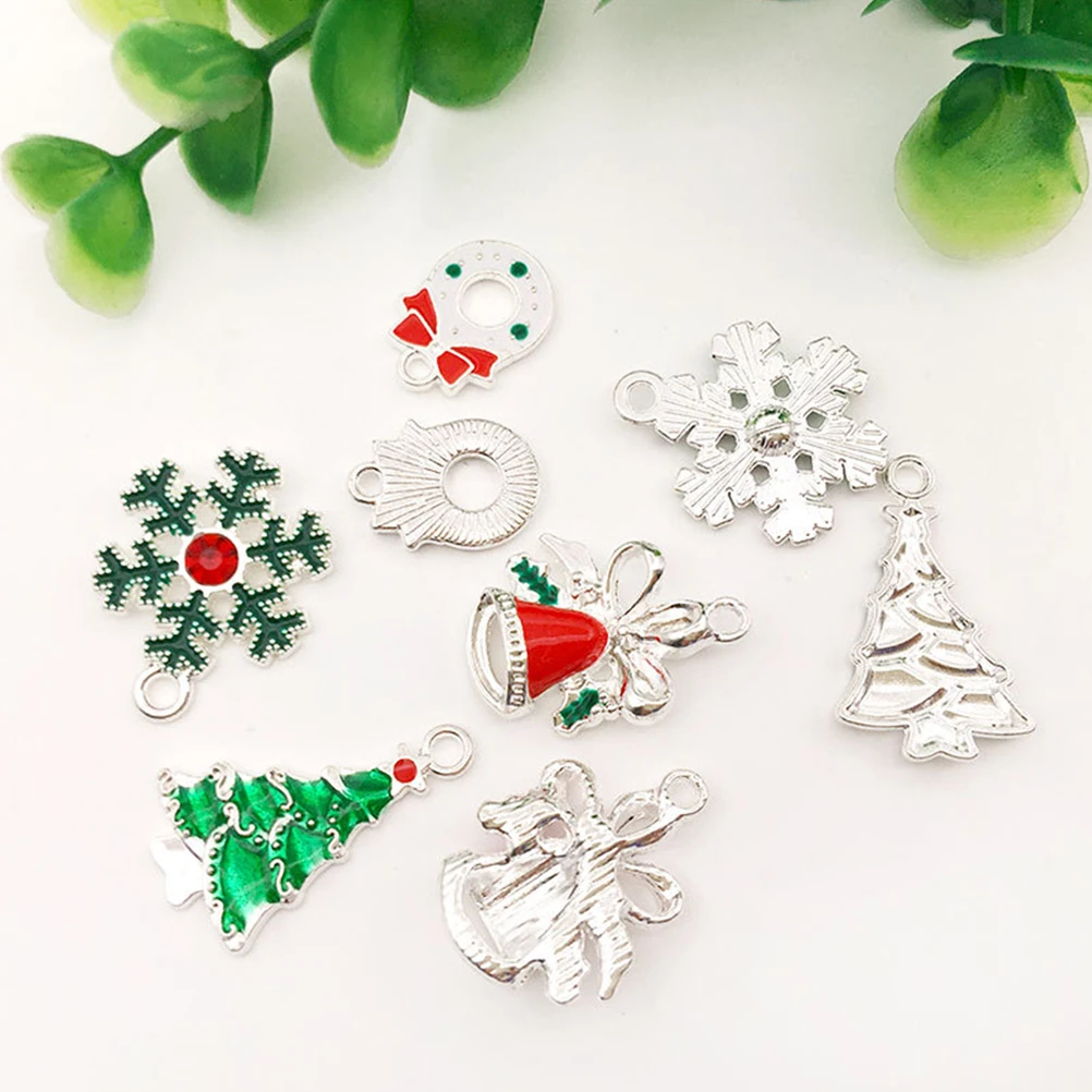 

28pcs Snowflake Bell Accessories Classic Colors Jewelry Making Charms for Earrings Pendant Keychain Craft Christmas Tree Small