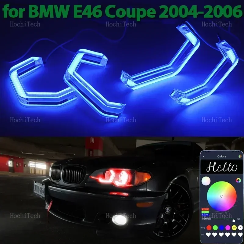 

Светодиодная лампа Angel Eyes в стиле M4, кольцевая лампа RGB для BMW E46 Coupe Cabrio, трансформируемая подтяжка лица 2004 2005 2006
