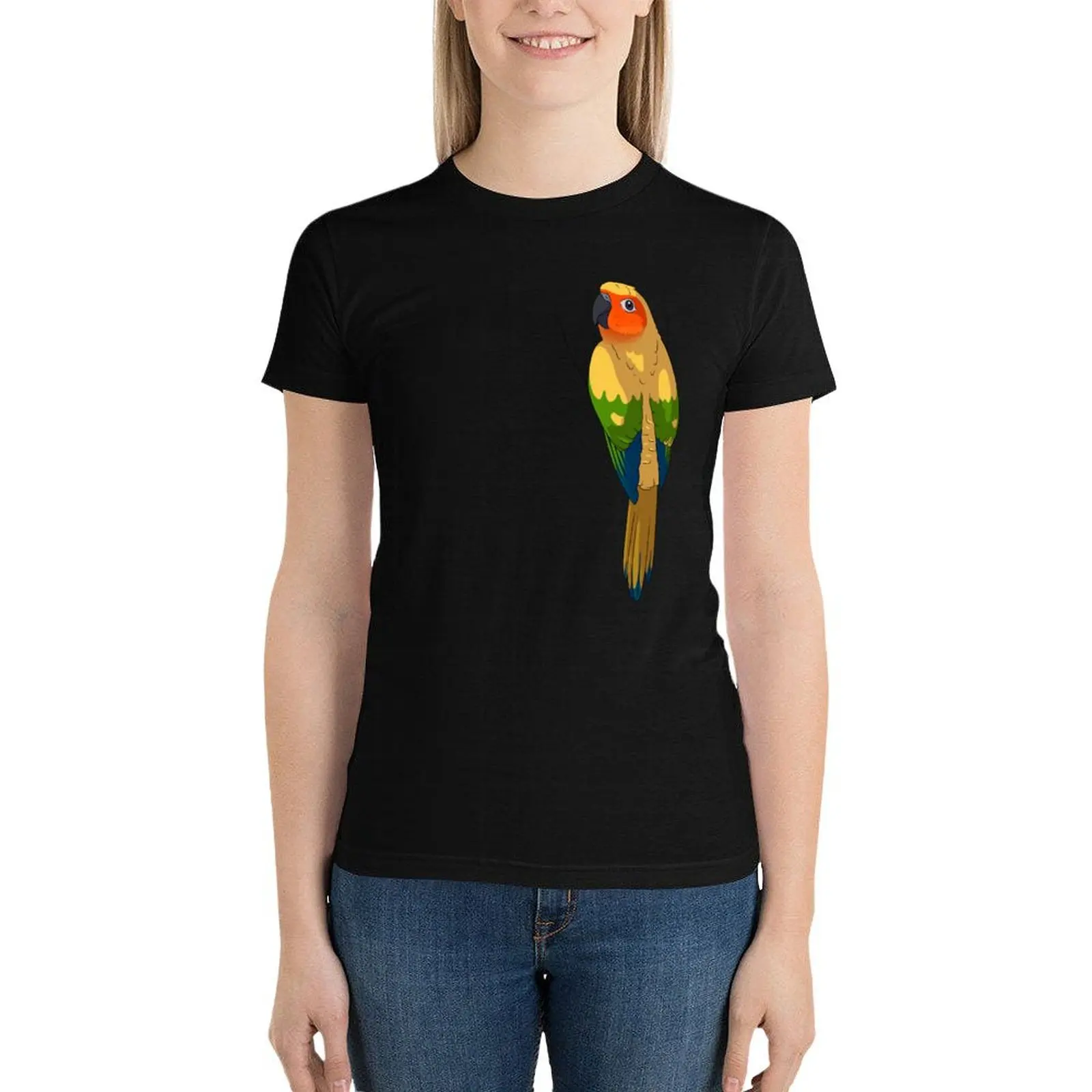 Sun Conure-Camiseta con estampado animal para niña, blusas vintage divertidas, ropa de verano, 2024