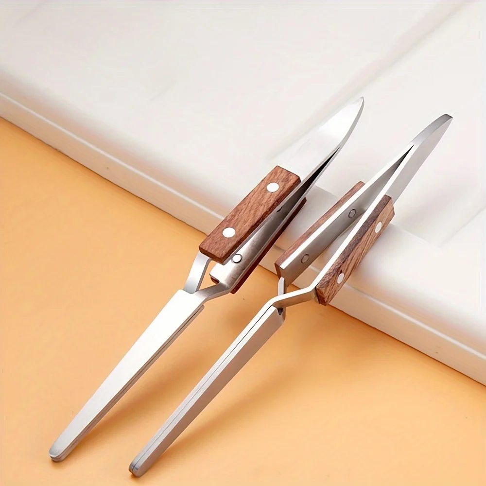 Cross Tweezer with Curved Straight Tip Diamond Locking Tweezers for Jeweler or Personal Making Jewelry Craft Pick Up Tool