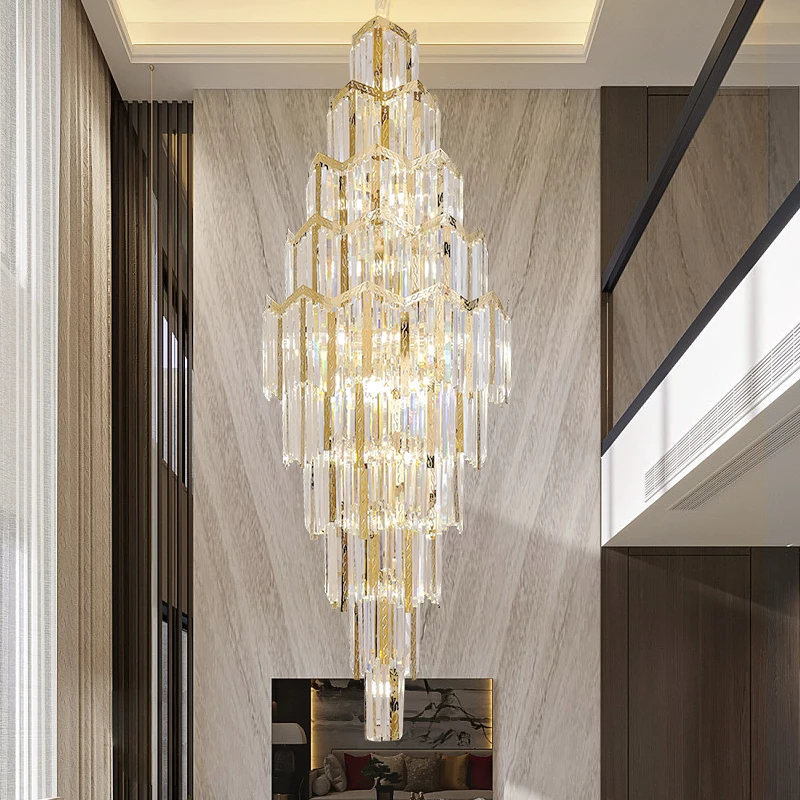 Duplex Chandelier 2024 New Light Luxury Creative Modern Crystal Hall Lamps Lighting Villa Overhead High Living Room Chandelier