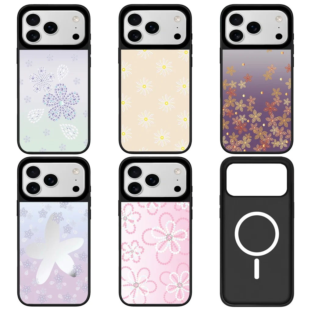 

Flower Pattern Mirror Surface Phone Cover for IPhone 12 13 14 15 16 17 Pro Max Case for IPhone 17 Air