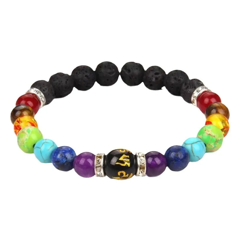 2pcs 7 Chakra Bracelet with Meaning Cardfor Men Women Natural Crystal Healing Anxiety Jewellery Mandala Yoga Bracelet Gift