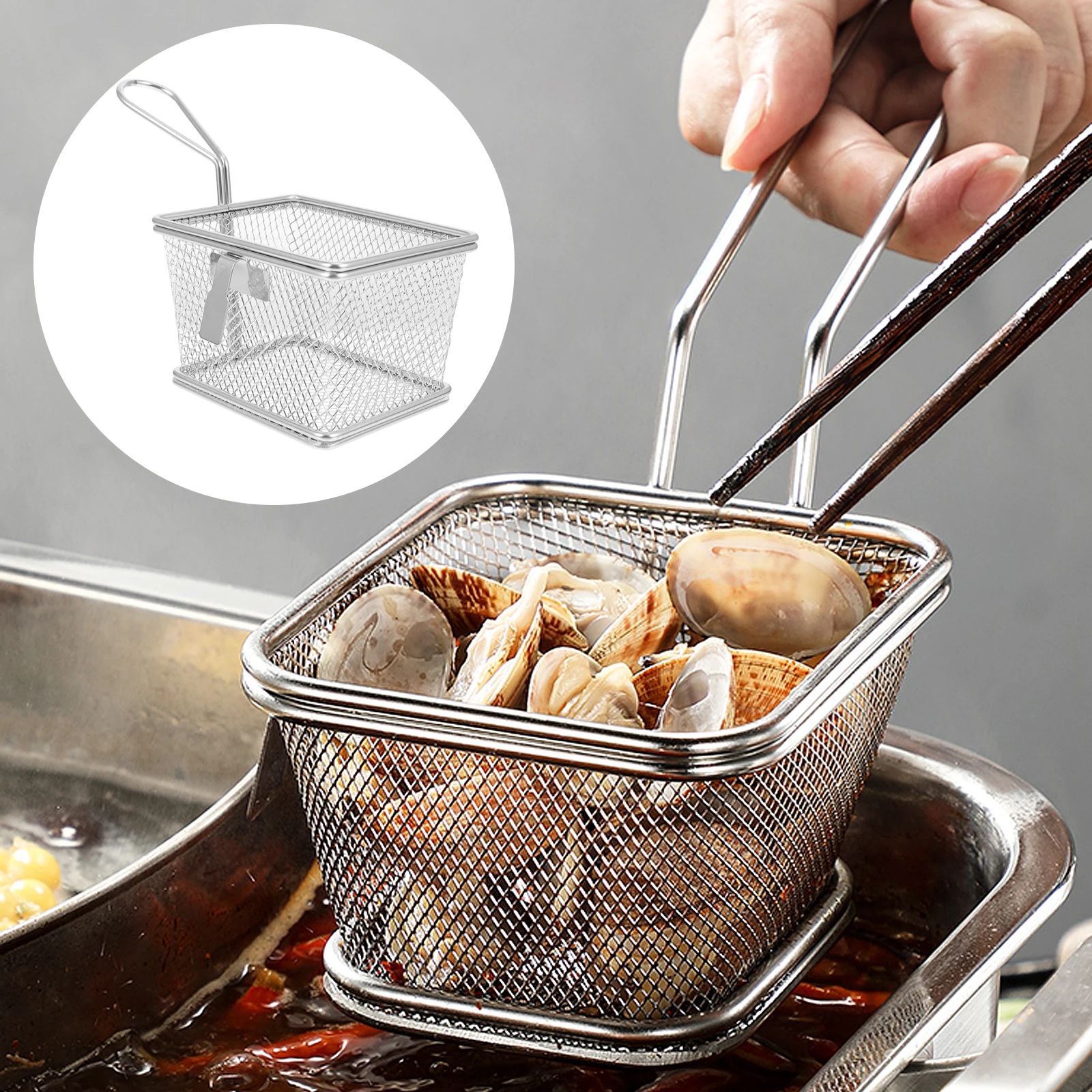 

1pc Stainless Steel Hot Pot Separating Colander Mesh Hook Colander For Home Restaurant Easy Clean Kitchen Tool