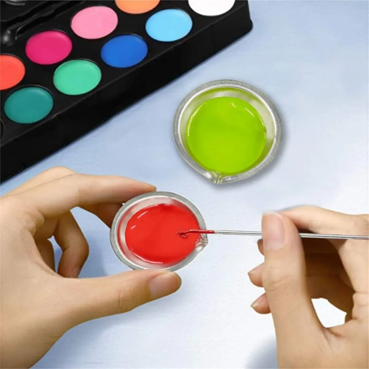 12pcs Paint Tray, 2pcs Paint Stirrer and 10pcs 3ml Pipette Eyedroppers Suit for Airbrush Painting,DIY Art Craft Painting