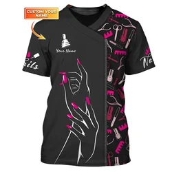 Latest Nail Artist Summer T shirt Custom Name Nail Salon Uniform Manicurist Gift 3D Printed Unisex t shirt Casual Tops DW166