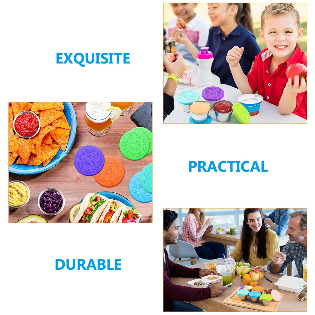 

6pcs Silicone Sauce Bowl Dipping Bowl Covers For Fresh Keeping Anti-Leak Small Bowls Lids Seasoning Dish Covers Soy Vinegar