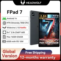 Headwolf FPad7 8 inch Android 14 Tablet 2560x1600, 16GB LPDDR5+256GB UFS 3.1, 6500mAh PD18W, 8MP/16MP Camera, SIM 4G LTE WiFi 6