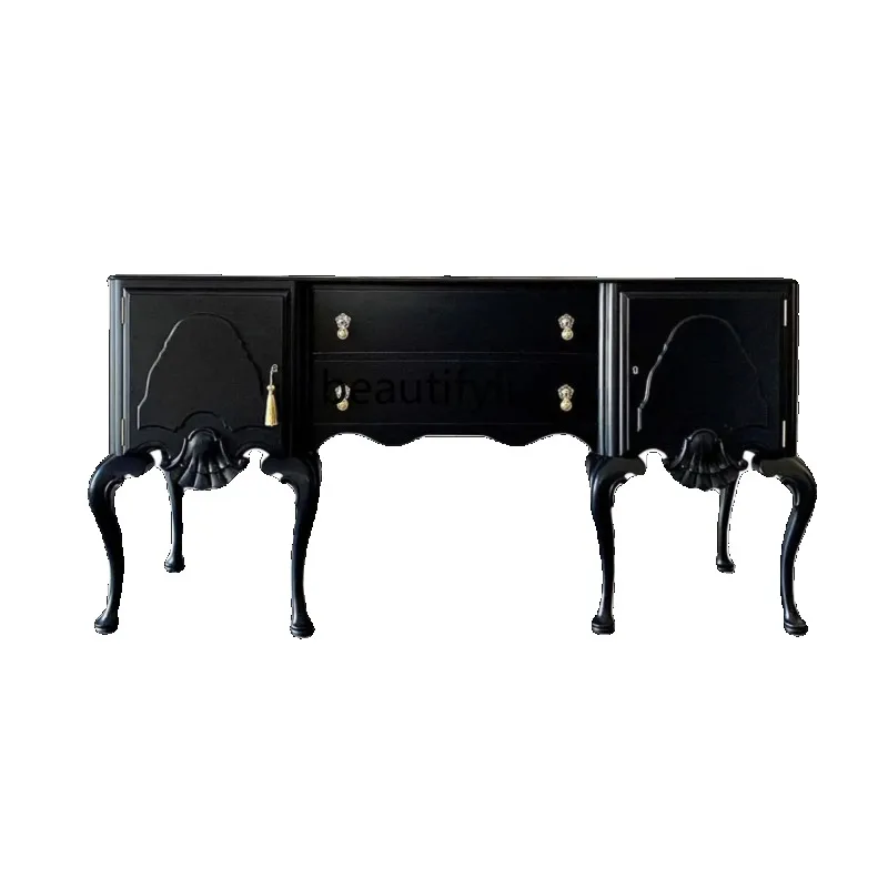 A48 French Retro Solid Wood Entryway Cabinet American Style Entrance Hall Partition Cabinet Living Room Decorative Storage Cabin