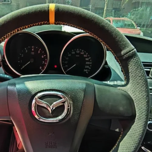 Imagen 2 del producto Cubierta trenzada personalizada para volante de coche, cuero de ante cosido a mano para Mazda 3 Mazda 5 Mazda 6 2003-2015, accesorios para coche