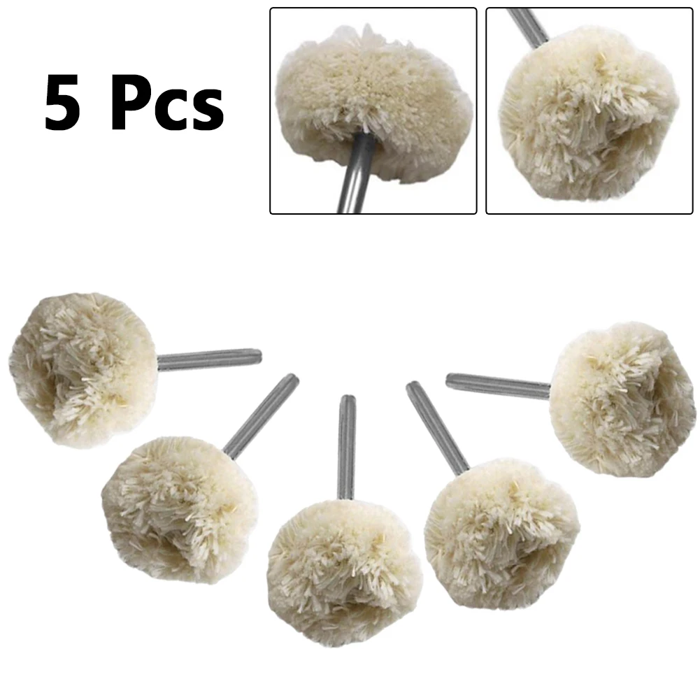 5pcs 3mm Shank Wool Polishing Brush Abrasive Grinding Buffing Wheel Grinder Head For Metal Jade Gem Rotary Tools Accessories
