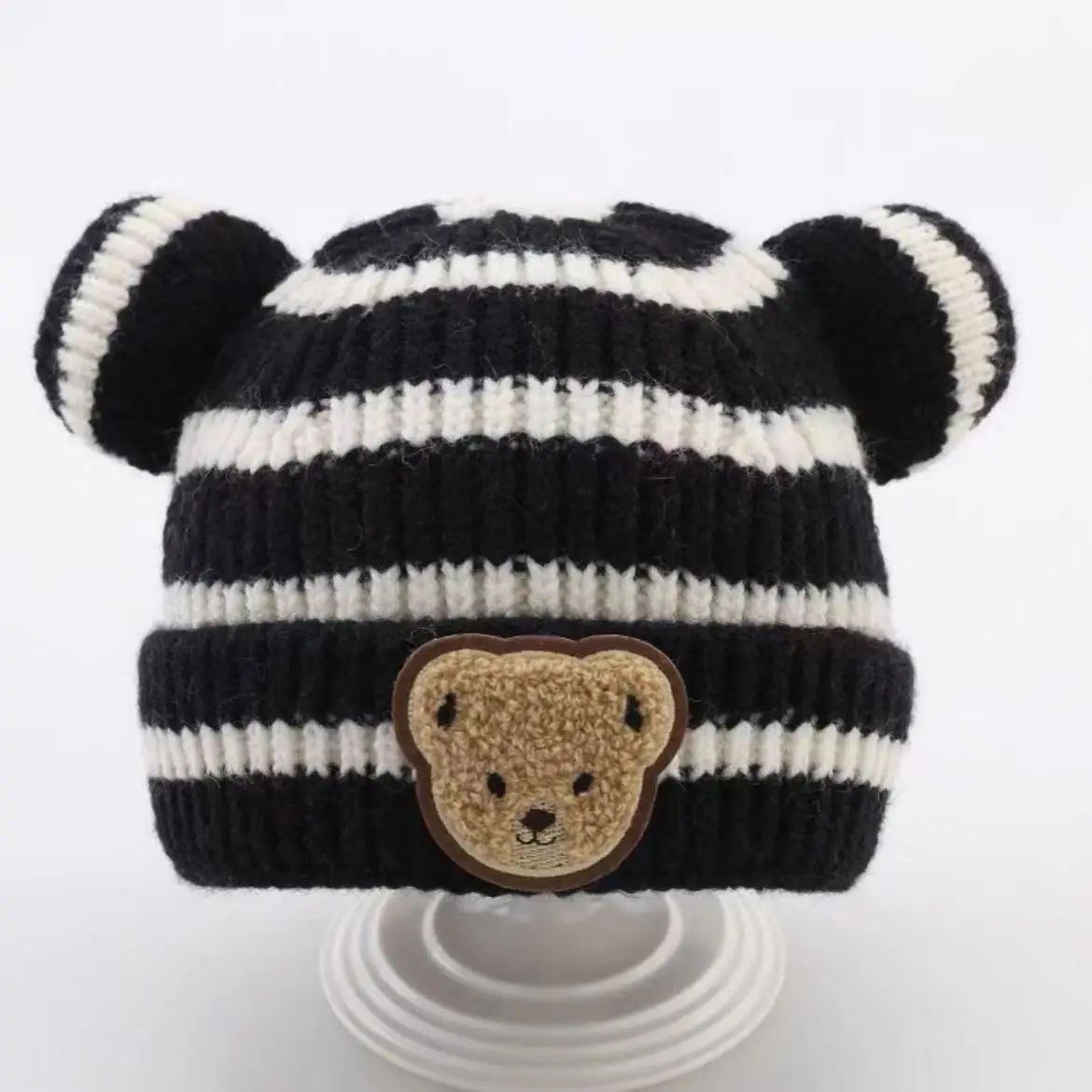 Cute Bear Baby Beanies Hat for Kids Girl Boy New Autumn Winter Caps Warm Knitted Bonnet Hats Skullies Toddler Cap Korean Style