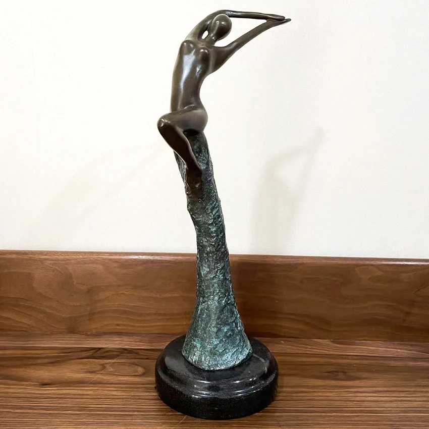35cm Bronze Nude Dance Statue Figurine Abstract Modern Woman Body Sculpture Art Home Decoration