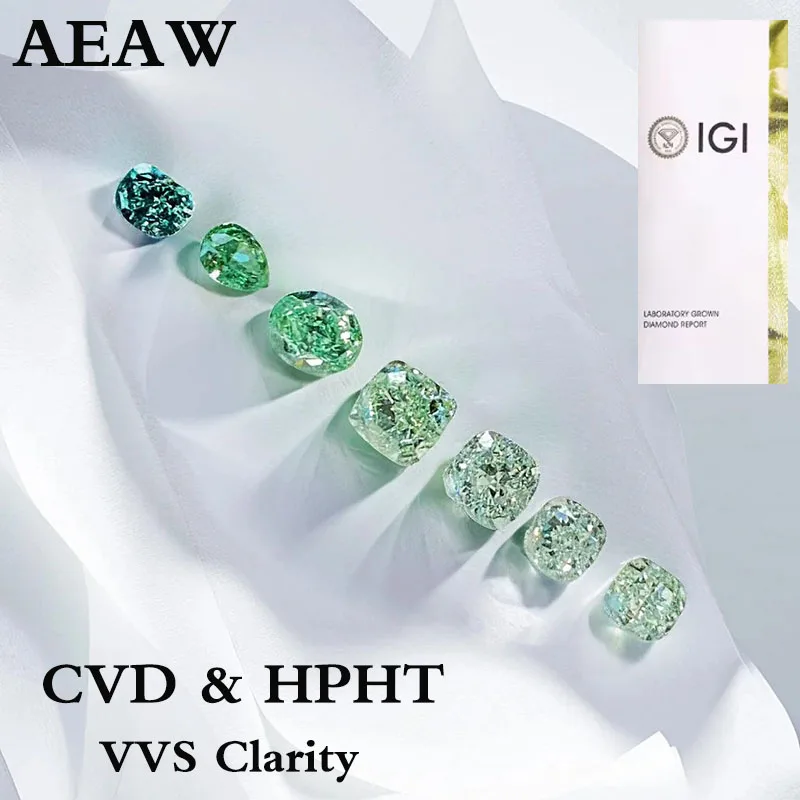 

With IGI Certificates Fancy Color Diamond 1CT~1.5CT CVD & HPHT Green VS Clarity Lab Grown Diamonds