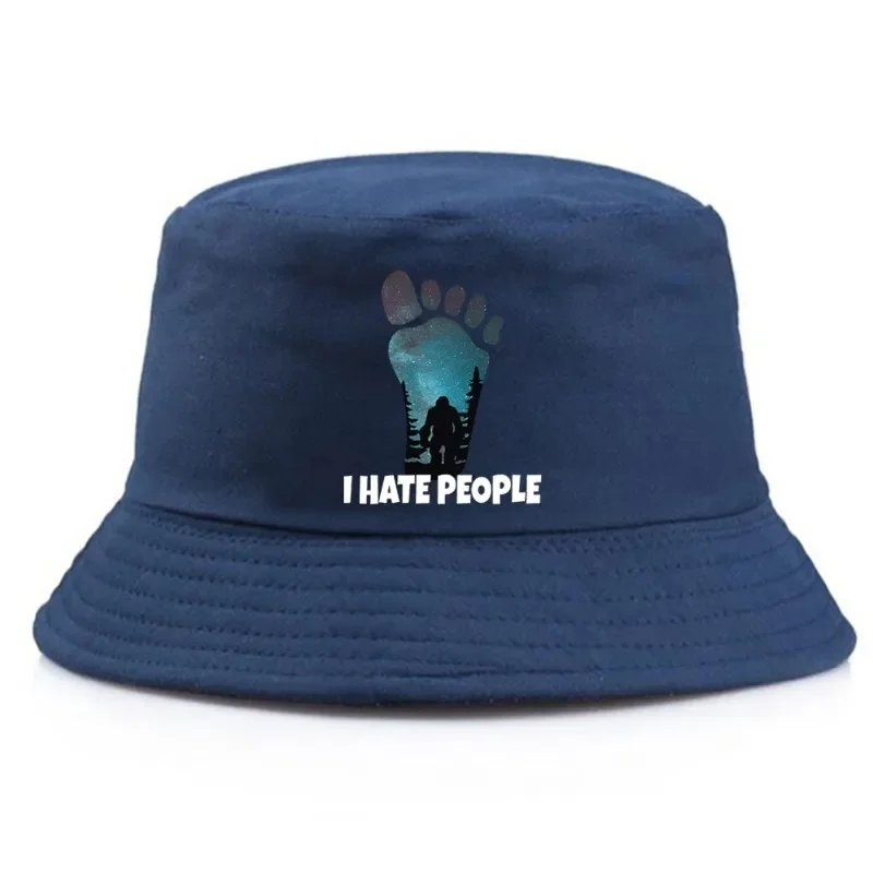 I Hate People Bigfoot Bucket Hat Summer Foldable Bucket Hat Man Women Stylish Daily Unisex Outdoor Sunscreen Fishing Hunting Cap