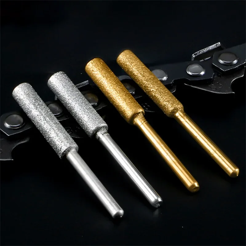 Tool Files Diamond Coated Cylindrical Burr 4/4.8/5.5mm Chainsaw Sharpener Stone File Chain Saw Sharpening Carving Grinding Tools