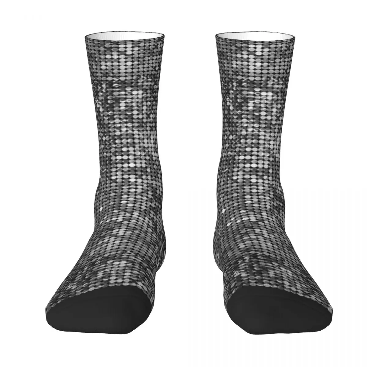 Calcetines con estampado 3D abstracto de bola plateada de discoteca para hombres y mujeres, calcetines divertidos de moda para niños, calcetines de compresión de diseño DIY