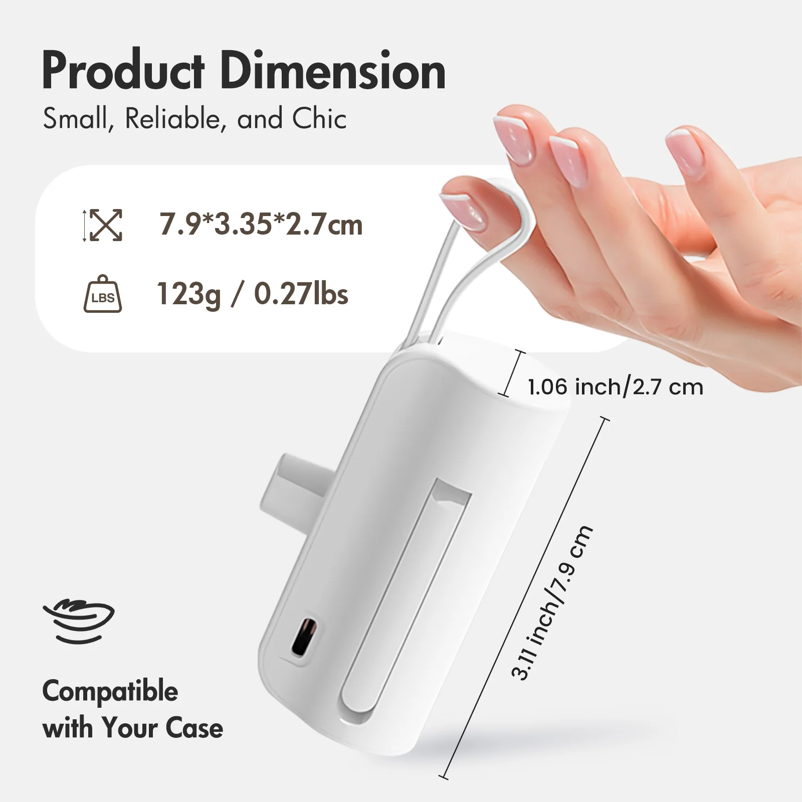 باور بانك صغير بقدرة 4500 مللي أمبير في الساعة شحن سريع 10 وات شاحن بطارية خارجي محمول من النوع C لهواوي وسامسونج وآيفون باور بانك