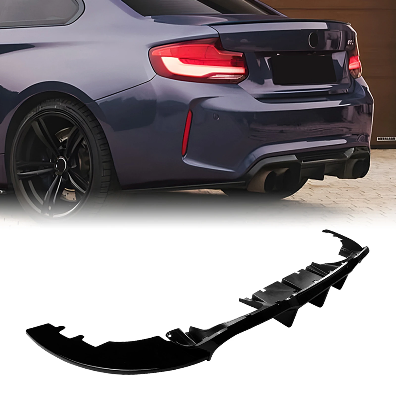 

For BMW M2 F87 2016-2021 Rear Bumper Diffuser Lip Carbon Fiber Look/Gloss Black Tail Boot Lower Spoiler Splitter Guard