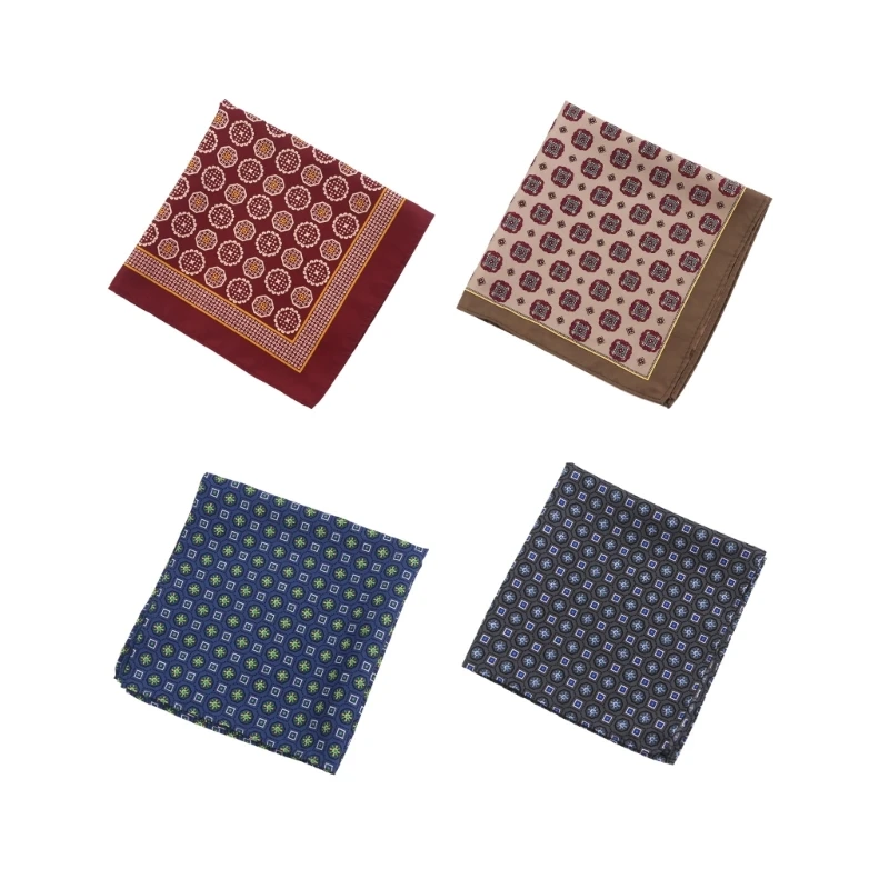 

Reusable Men Handkerchief Vintage Styles Pocket Square Headscarf with Flower NEW