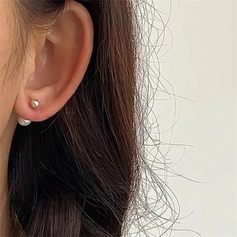 Senlissi-Ohrstecker mit echten Süßwasserperlen für Damen, 7–8–9, weiße rosa Perlen, 925er Sterlingsilber, 18 Karat, weiblicher Partyschmuck – Detail 8