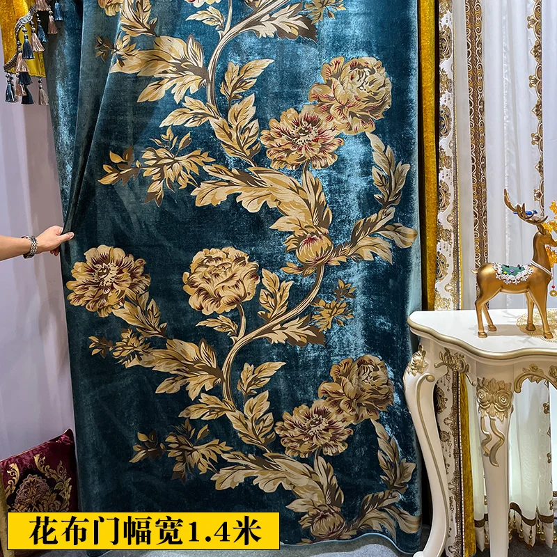 

American Retro Luxury High-ceiling Villa Living Room Blackout Velvet Cloth European Style Curtains for Bedroom Custom Size Decor
