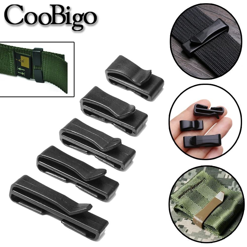 10pcs Quick Slip Keeper Buckle Clip Slider Belt Loop Plastic Black Adjustable Outdoor Backpack Strap Webbing 20/25/32/38/50mm