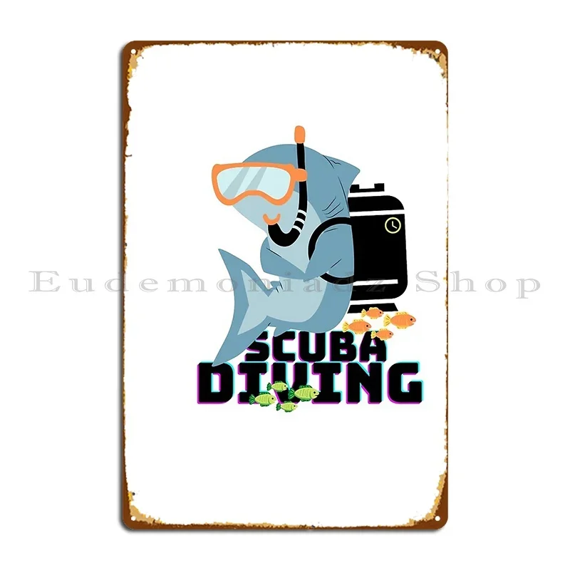 Scuba Diving Shark Metal Plaque Poster Bar Garage Design Plaques Iron Tin Sign Poster