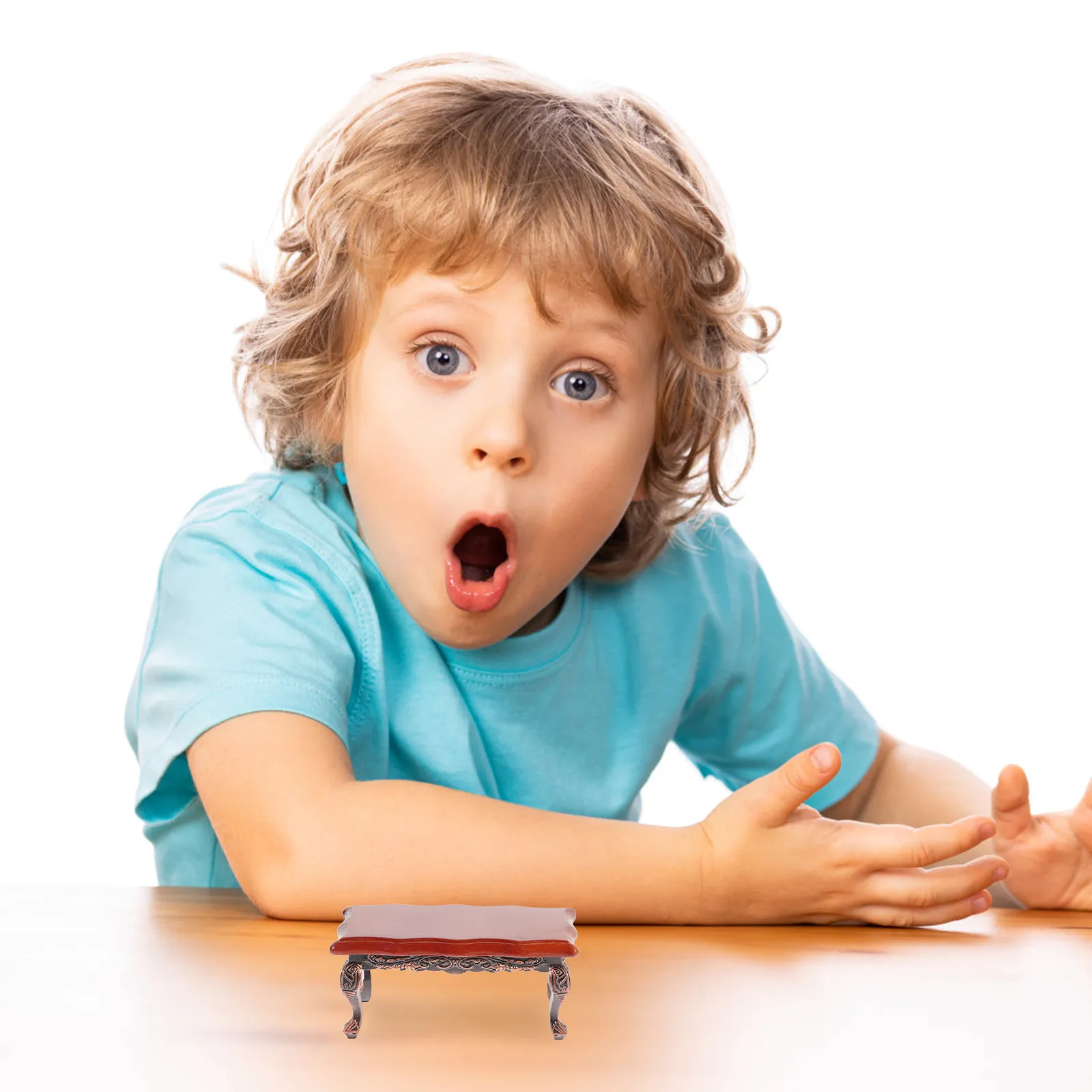 

Miniature Wooden Tea Table Dollhouse End Table Sturdy Mini House Furniture Decor Tiny Furniture for Photography Props DIY Crafts