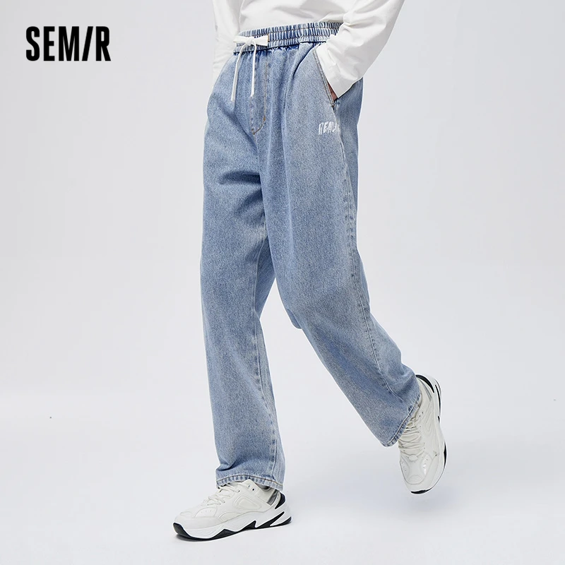 Semir Jeans Men 2023 Spring New Loose Trend Personalized Print Comfortable Pants Street Straight Pants