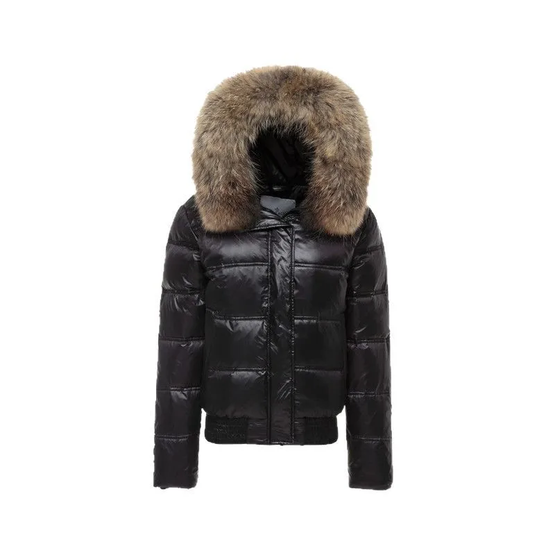 Hooded Pocket Coat Slim Fit Urban with Short Length Zipper Commuter Chic Cropped Long Sleeve Women Winter Coat