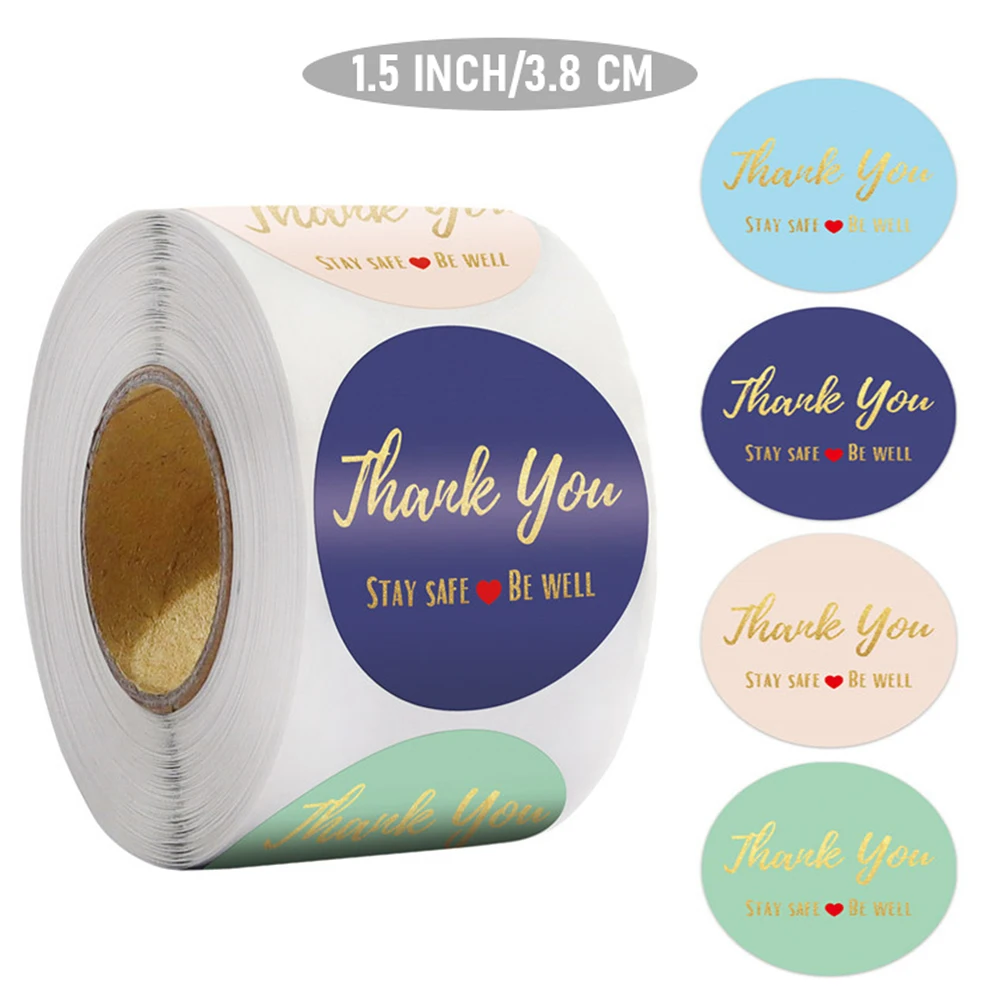 500Pcs/Roll 1.5Inch 감사합니다 스티커 인감 레이블 선물 포장 스티커 결혼식 생일 파티 장식 편지지 스티커
