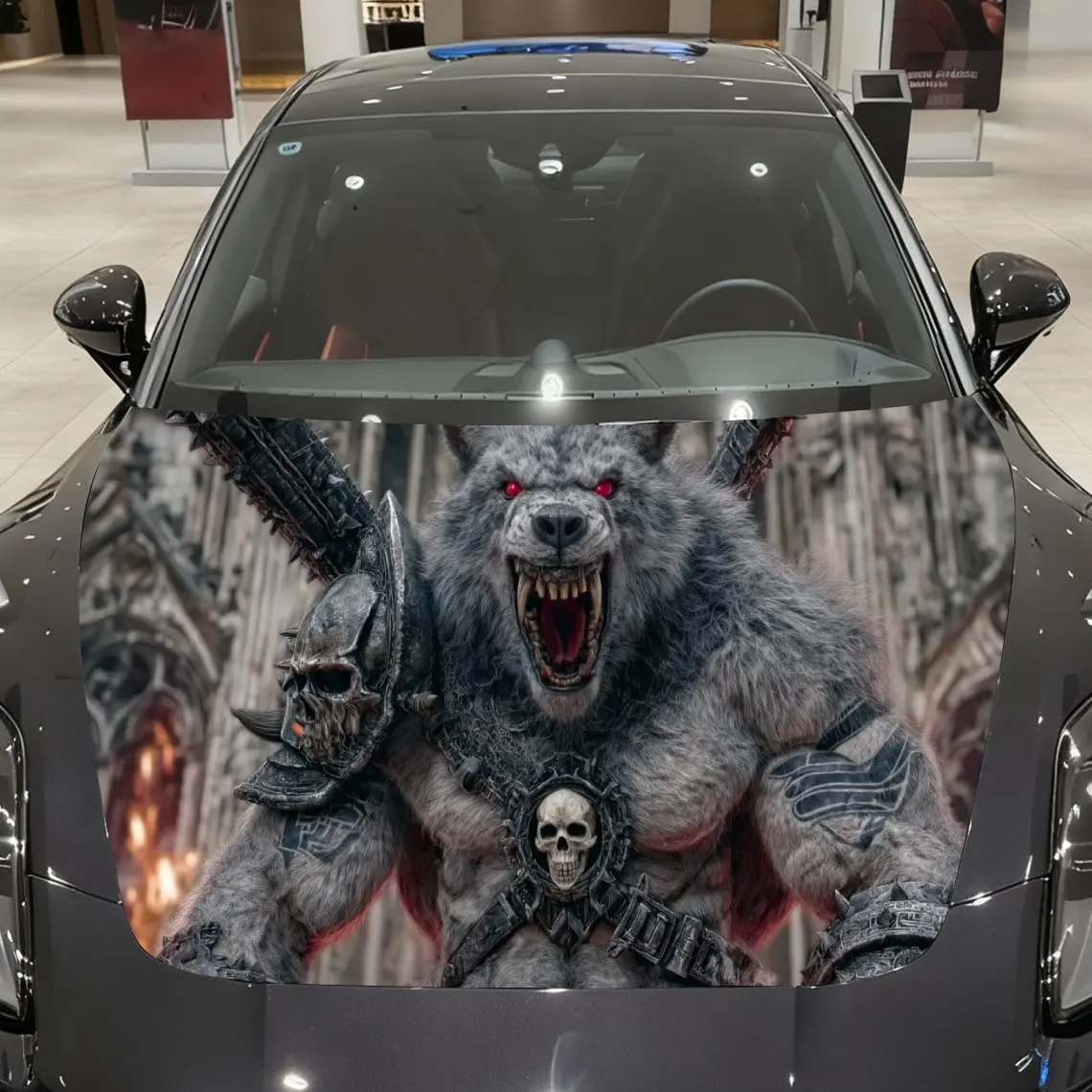 Bone Armor Wolf Bear Berserker Car hood packaging sticker, PVC material, self-adhesive waterproof, anti-slip paint, car exterior