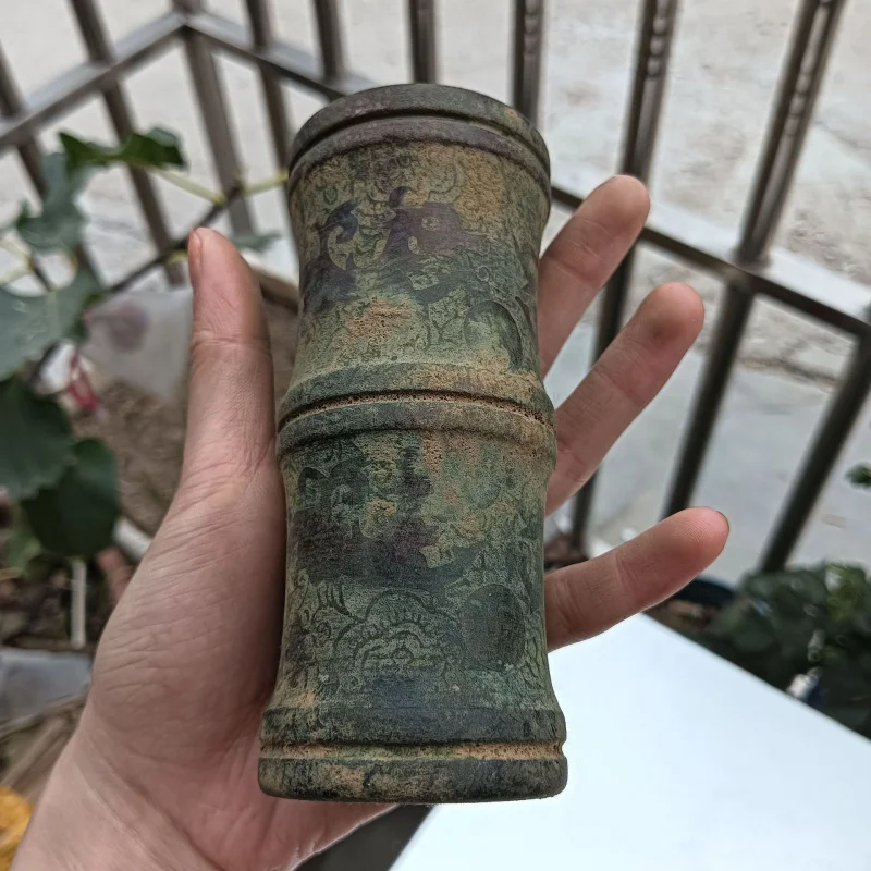 Wholesale Antique Imitation Jade Bamboo Joint Pen Holder Ornament Antique Collectible Imitation Qianlong Year Pen Holder Decorat
