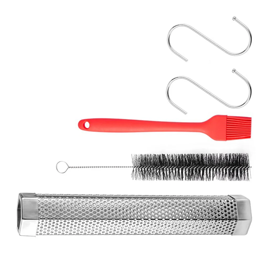 

304 Stainless Steel Barbecue Hexagonal Smoke Tube Sturdy Bbq Smoker Tube Set Reusable Grill Smoking Generator Accessories