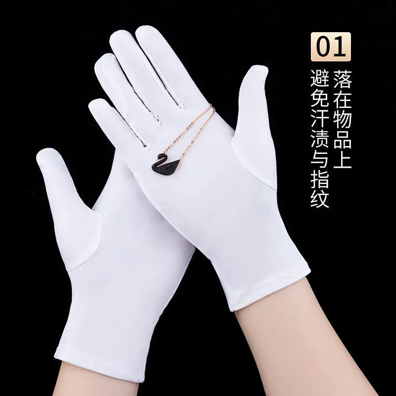 Gants en coton blanc à doigts complets pour hommes et femmes, mitaines inconnu de la sueur pour serveurs, chauffeurs, bijoux, travailleurs, 1 paire, nouveau