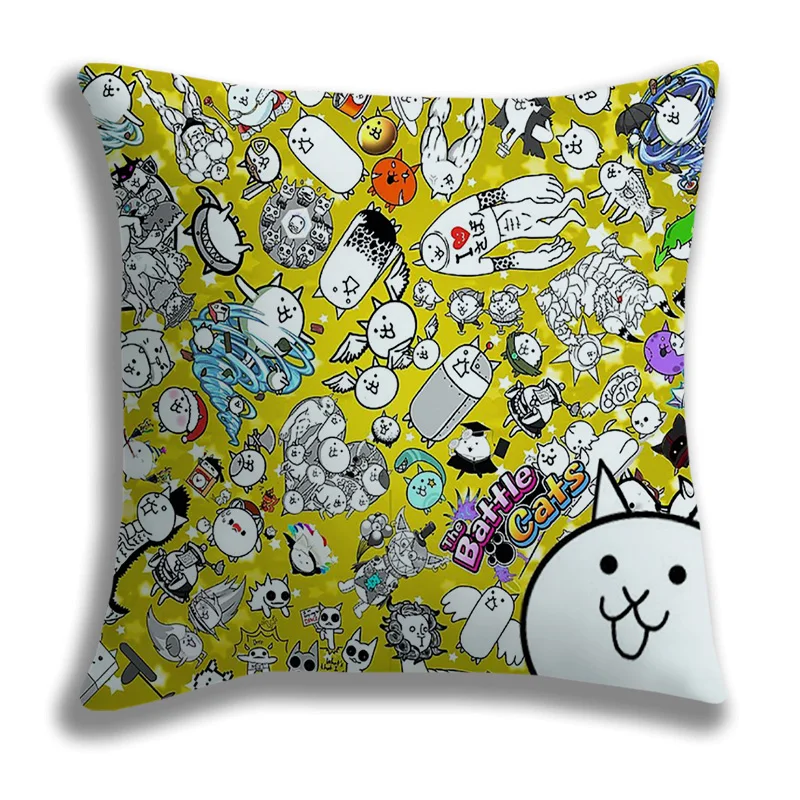 Cute Cartoon The Battle Cats Pillow Case Single-sides Pillowcase 45*45cm Home Decorative Throw Pillow Cover Sofa Cushion Cover