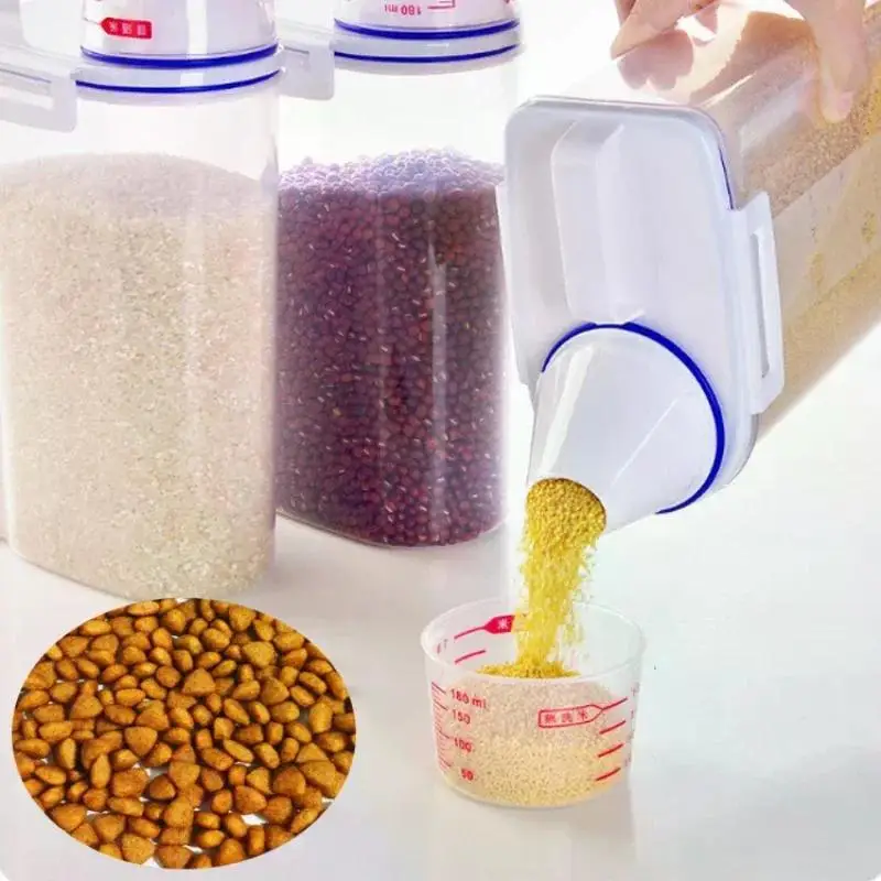 Plastic Tank Cuisine Airtight Cereal Transparent Sealed Storage Container Moistureproof Insect Proof Rice Bucket Food Box