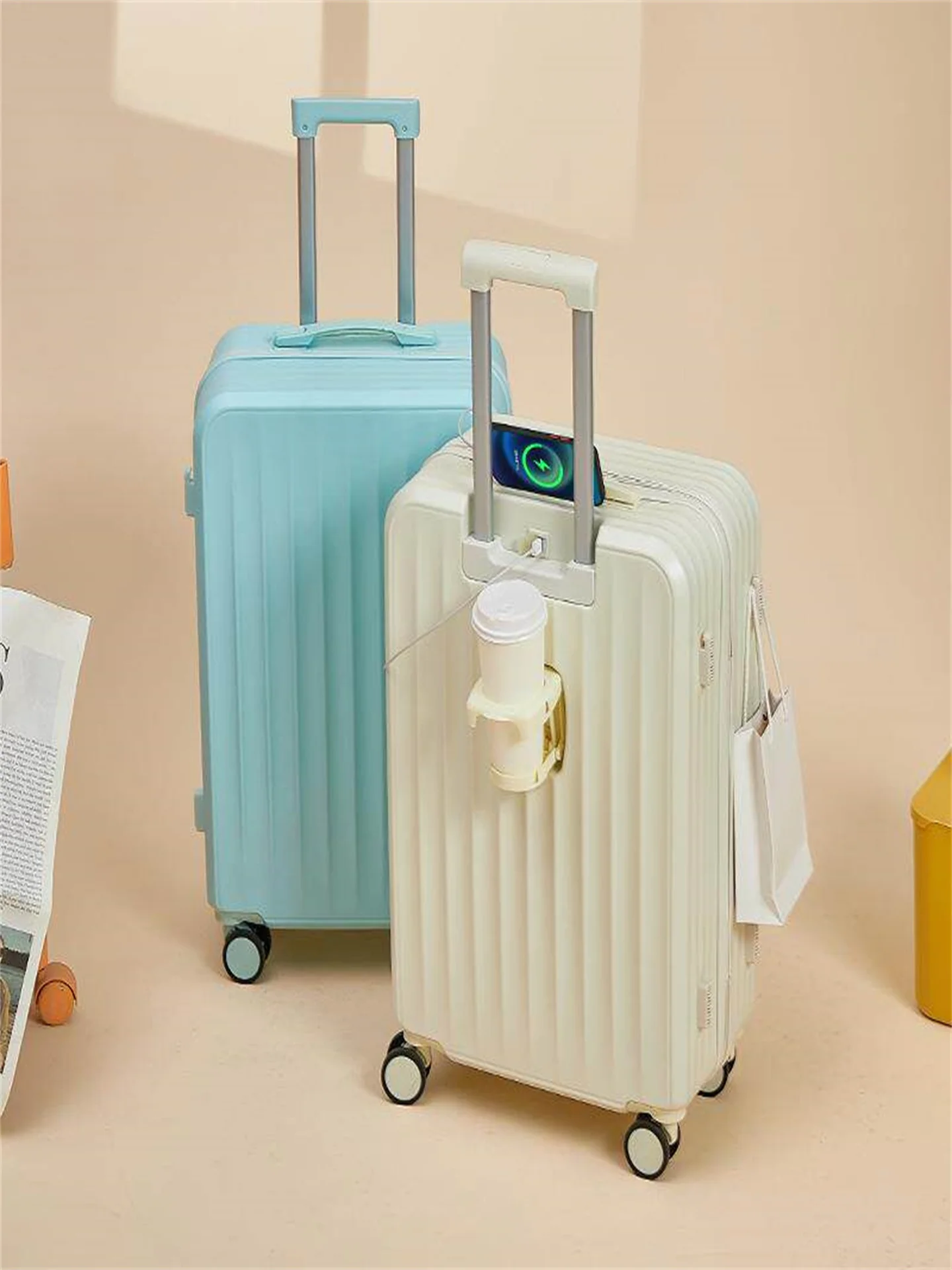 casual-travel-luggage-fashionable-pullman-suitcase-unisex-student-quiet-universal-wheel-zipper-style-abs-pc-material-double-rod