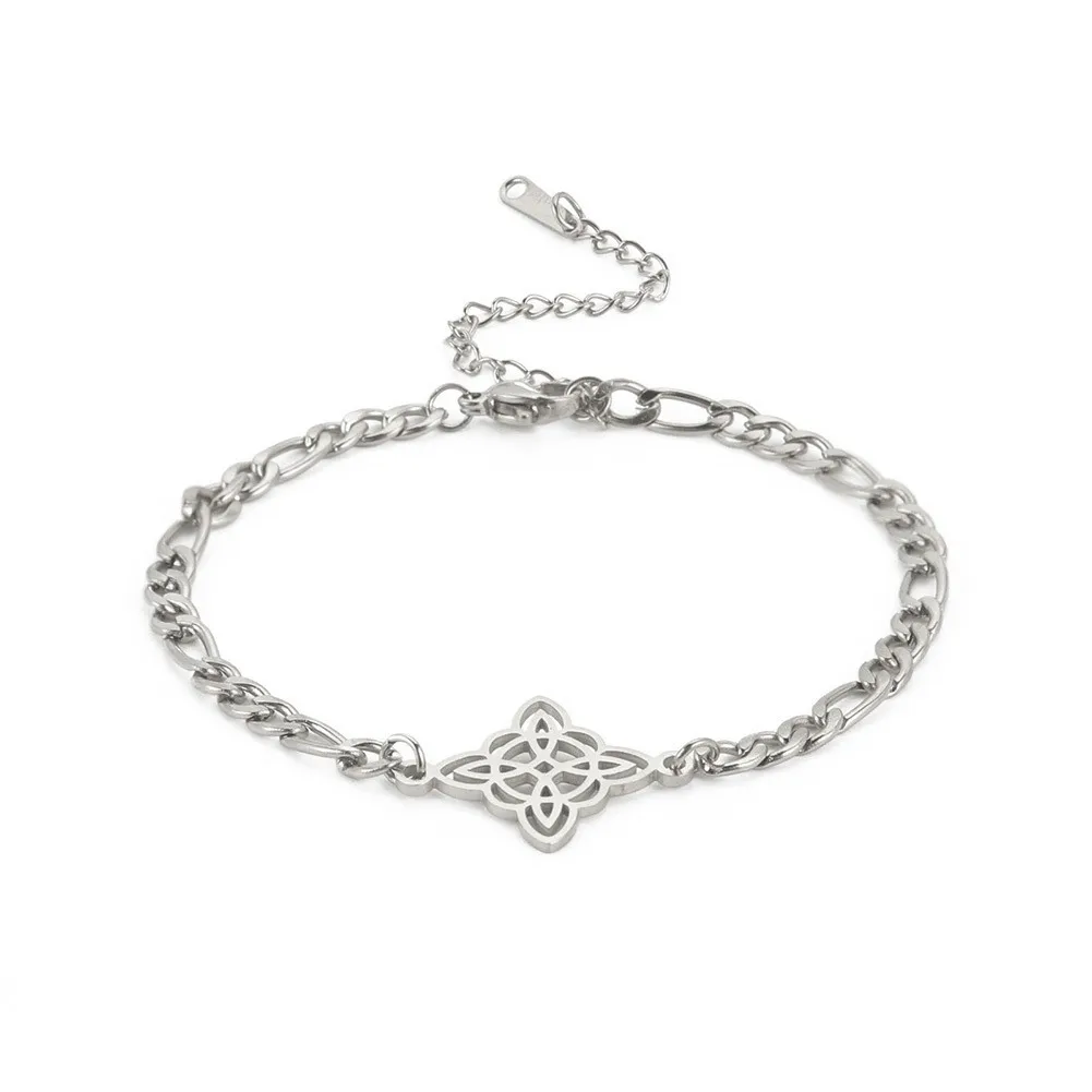 Witchcraft Irish Celtic Knot Charms Bracelets Stainless Steel Witch Knot Chain Bracelet Women Men Vintage Love Jewelry Gifts - view 5