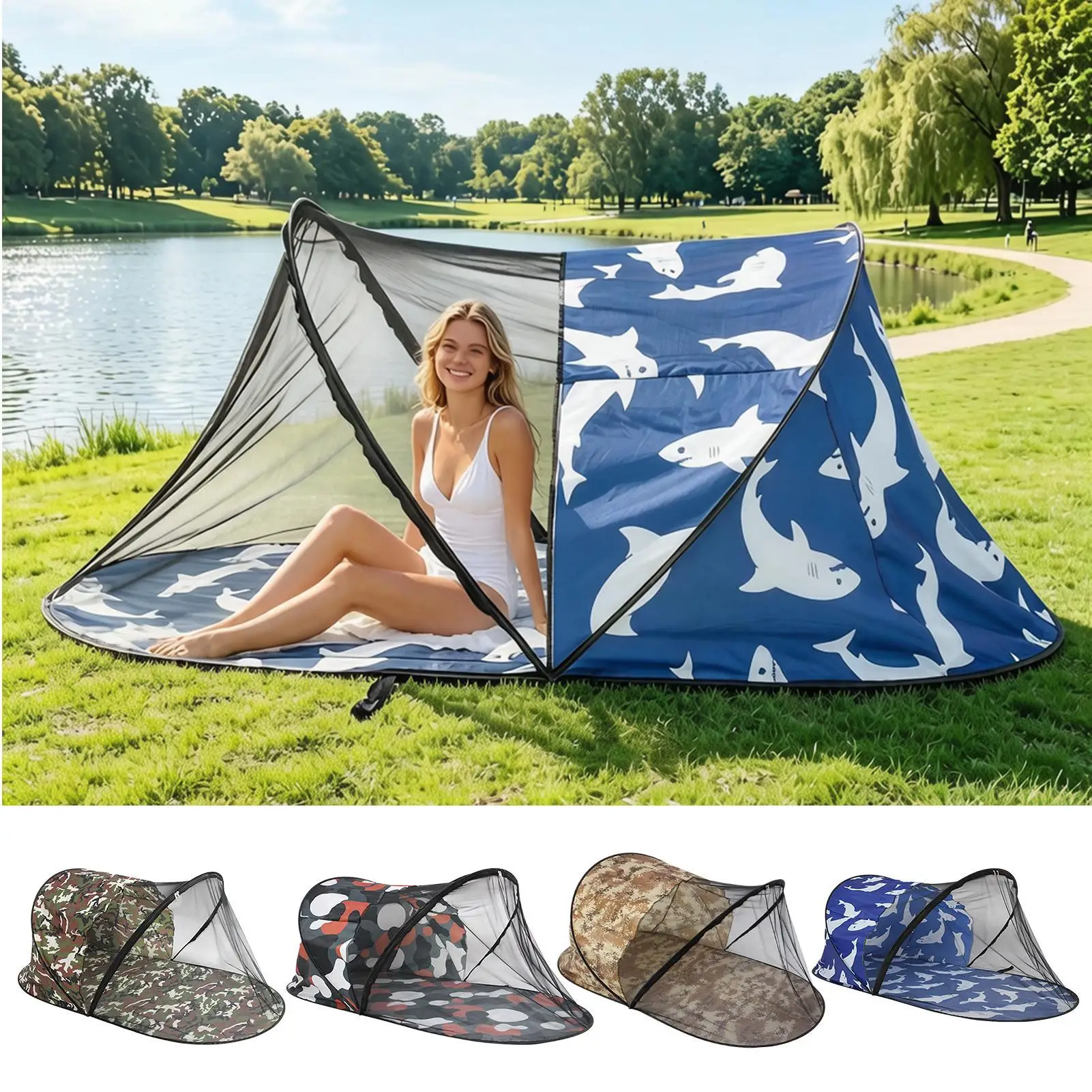 Camping Tent Breathable Folding Quick-Opening Portable Tent Patio Camping Netting For Indoor Outdoor Garden Yard Backyard Home