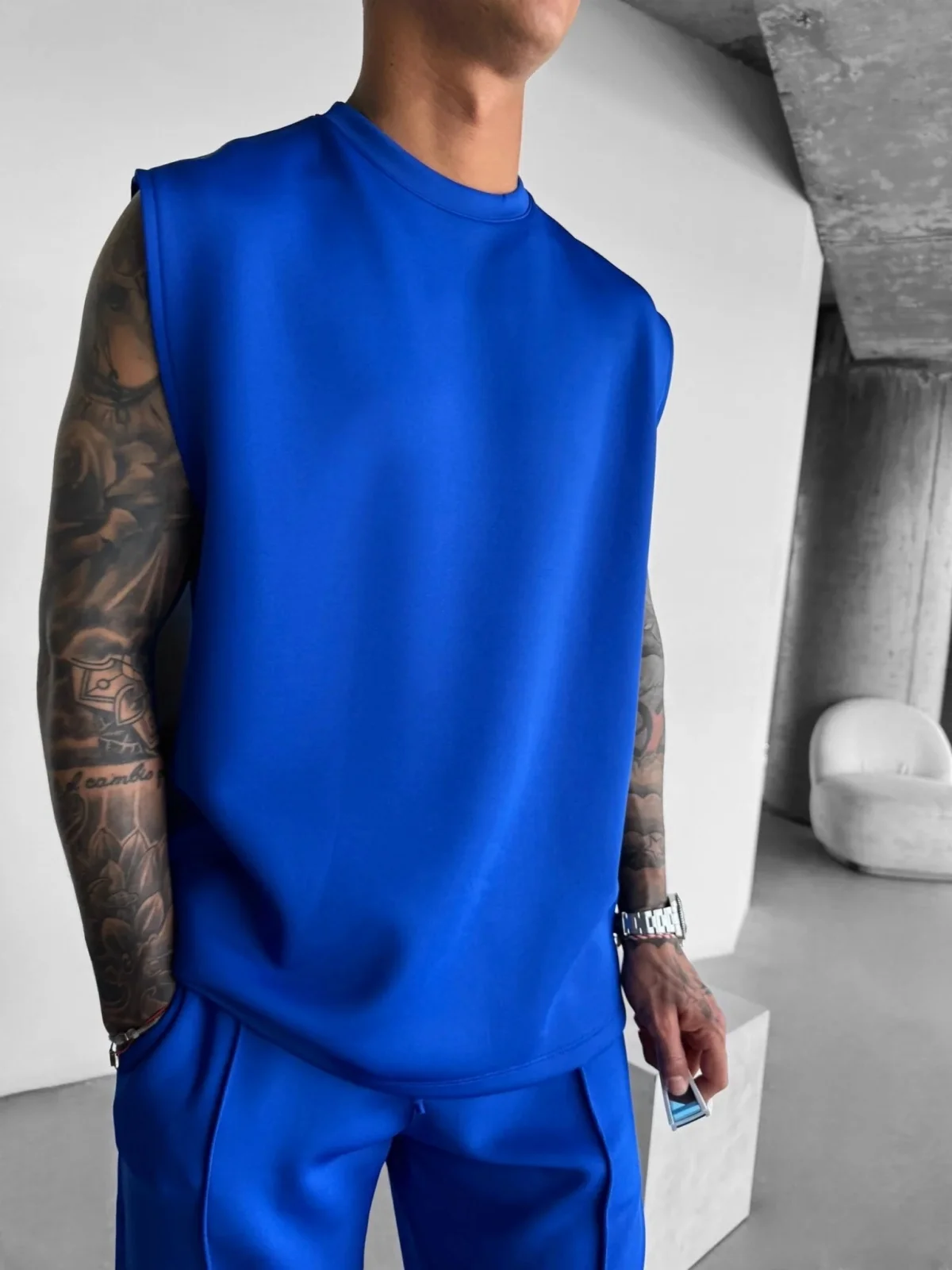 Men 2025 summer new sports casual fashion crewneck vest solid color quick dry loose sports vest